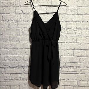 Monteau Black Sleeveless Faux Wrap Mini Dress Small S